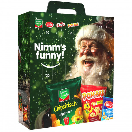 Intersnack funny-frisch Adventskalender 2026, Адвент-календарь 2026 Intersnack funny-frisch с 24 пакетиками снеков, 784 г