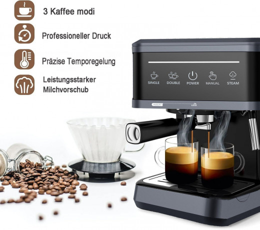Mutoy Mutoy Kaffeevollautomat Kaffeevollautomat,Espresso Siebtragermaschine 20 Bar, Kaffeemaschine fur den Hausgebrauch, 850W, 1,8 Liter Wassertank Полностью автоматическая кофемашина Mutoy, эспрессо-портафильтр на 20 бар, кофемашина для домашнего исполь