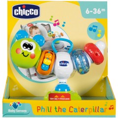 CHICCO Hochstuhlspielzeug Phill die Raupe Игрушка гусеница Филла на стульчике для кормления