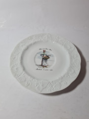 Lierre Lauvage CNP France Винтажная тарелка с фактурным краем &quot;Продавщица на ярмарке в Париже&quot;, Франция, 1960-70гг.