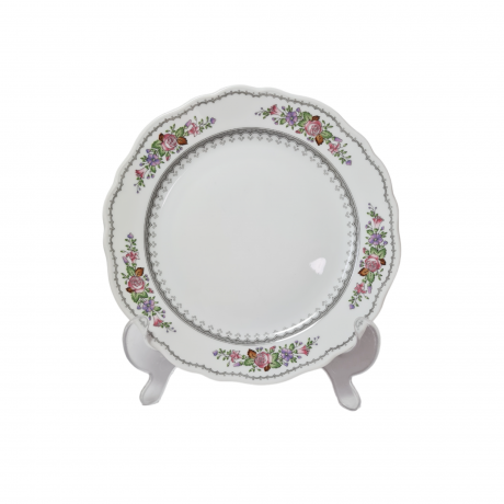 Hutschenreuther НАБОР Фарфоровых тарелок с цветочным рисунком и узором по краю, 19,5 см, 6 шт., Германия, 1960-70гг.