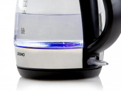 Domo Wasserkocher, 1.2 l, 2200 W, Glas LED Beleuchtung 360° Edelstahlsockel, leise elektrisch ohne Kabel Чайник Domo, 1,2 л, 2200 Вт, стеклянное светодиодное освещение, основание из нержавеющей стали на 360°, бесшумный электрический без кабеля