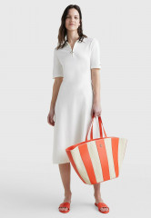 Tommy Hilfiger REG Famp;F STR 1/2ZIP MIDI Day dress ecru REG Famp;F STR 1/2ZIP МИДИ Повседневное платье экрю