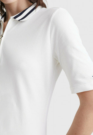 Tommy Hilfiger REG Famp;F STR 1/2ZIP MIDI Day dress ecru REG Famp;F STR 1/2ZIP МИДИ Повседневное платье экрю