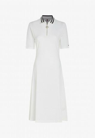 Tommy Hilfiger REG Famp;F STR 1/2ZIP MIDI Day dress ecru REG Famp;F STR 1/2ZIP МИДИ Повседневное платье экрю