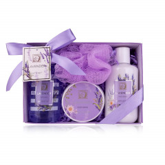 Accentra Shower Set Women Gift Set Lavender in Beautiful Gift Box Подарочный набор "Лаванда"  из 4 предметов с гелем для душа, лосьоном для тела, маслом для тела и сетчатой ​​губкой