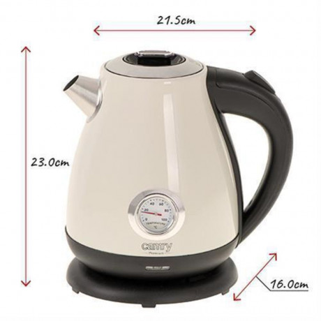 Camry Camry Wasserkocher CR 1344 creme Elektrischer Wasserkocher mit Thermometer 1,7L, Edelstahl, Wasserstandsanzeige  Чайник Camry CR 1344 кремовый электрочайник с термометром 1,7л, нержавеющая сталь, индикатор уровня воды