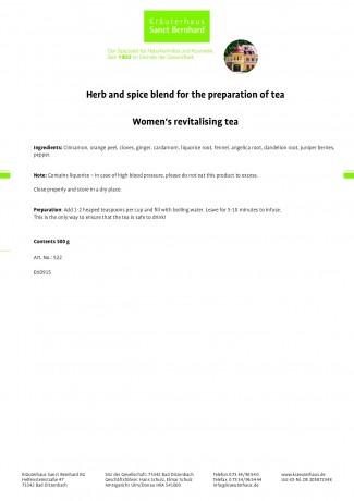 Krauterhaus Sanct Bernhardt Women's revitalising tea, 500-г-упаковкаage