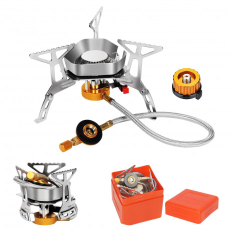 Lospitch Lospitch Gaskocher Mini Campingkocher Gaskocher Herd Gasherd Camping stove mit Windschott  Газовая плита Lospitch, мини-походная плита, газовая плита, газовая плита, походная плита с ветровым дефлектором
