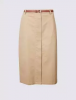 Marks &amp; Spencer  Юбка классическая c поясом, midi расклешённая, с высоким содержанием хлопка, 1 шт. 