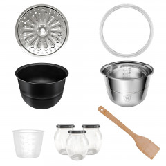 TurboTronic by Z-Line TurboTronic by Z-Line Multikocher 6L mit 2x Topf Edelstahltopf und beschichtet, PLASTIKFREI Silber, 1000 W, Dampfdrucktopf Elektrischer Schnellkochtopf Dampfgarer Schwarz Мультиварка TurboTronic by Z-Line 6л с 2 кастрюлями из нержаве