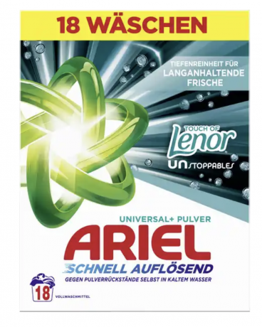 Ariel Vollwaschmittel Pulver Touch of Unstoppables 18WL, Стиральный порошок с ароматом Lenor Unstoppables, 18 загрузок