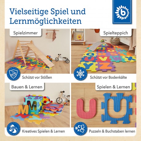 bieco Puzzlematte Baby 60 tlg Spielmatte Baby XXL Puzzle Kinder Krabbeldecke Turnmatte Bodenpuzzle Коврик-пазл для детей
