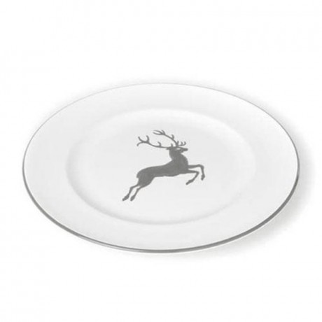 Gmundner Keramik Gmundner Keramik Grauer Hirsch Dessertteller / Fruhstucksteller Gourmet d: 22 cm / h: 2,2 cm Керамическая десертная тарелка Gmundner из серого оленя / тарелка для завтрака для гурманов d: 22 см / высота: 2,2 см