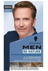 Schwarzkopf Men Re-Nature Medium, 2st, Краска от седины для мужчин постепенное восстановление цвета волос, средне-русый, 2шт