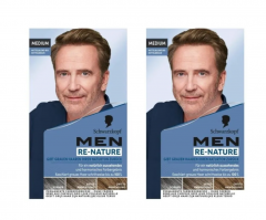 Schwarzkopf Men Re-Nature Medium, 2st, Краска от седины для мужчин постепенное восстановление цвета волос, средне-русый, 2шт
