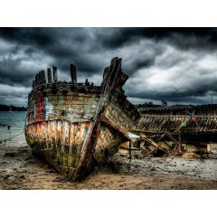 CALVENDO Puzzle CALVENDO Puzzle Wrack eines Fischereischiffes in der Bretagne Пазл CALVENDO Puzzle Крушение рыбацкого корабля в Бретани