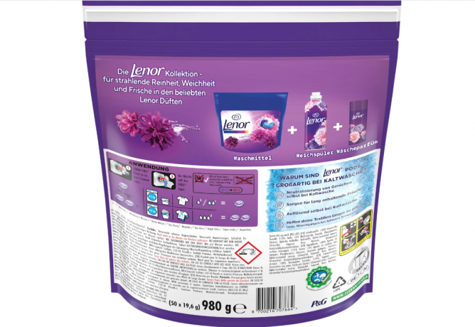 LENOR Капсулы для стирки цветного белья, с ароматом Цветочный сад, 100 капсул