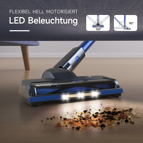 oyajia oyajia Akku-Stielstaubsauger freistehend Akku Staubsauger Kabellos mit 25000pa LED-Licht, 220,00 W, beutellos, 50 Min. Laufzeit, 6-in-1 Staubsauger fur Hartboden Teppiche Tierhaare Blau Беспроводной пылесос oyajia, отдельно стоящий беспроводной пыл