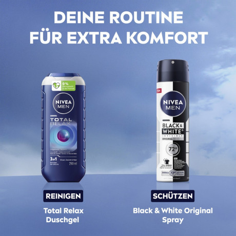 NIVEA MEN Black & White Invisible Original Anti-Transpirant Spray, 150 ml, Нивеа Мужской антиперспирант спрей, невидимый, защита одежды от пятен, 72ч защита, 150 мл