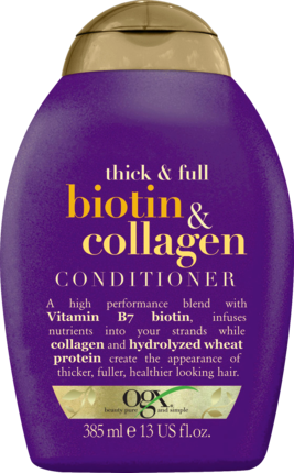 OGX Thick&Fulltin Biotin Collagen Conditioner 385ml x 2st, Кондиционер для Ломких и Тусклых Волос с Биотином, 385 мл x 2 шт