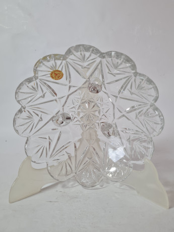 Конфетница винтажная Anna Hutte на ножках, фигурный край, хрусталь, 17 х 8 см, Германия, 1960-70гг.