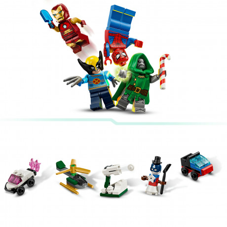 LEGO Marvel Adventskalender 2026 76340, LEGO Marvel адвент-календарь 2026 с Человеком-пауком, Железным человеком и супергеройскими моделями, 317 деталей, от 6 лет