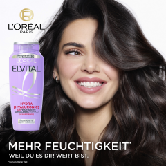 L'Oreal Paris Elvital Hydra Hyaluronic 72H Feuchtigkeits-Auffuellendes Shampoo, 400 ml, Увлажняющий шампунь с гиалуроновой кислотой для обезвоженных волос, до 72 часов увлажнения, 400 мл