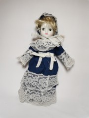 German Doll, Немецкая винтажная кукла в красивом платье, фарфор, 30см, 1970г.