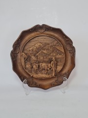 German Wood Винтажное деревянное панно &quot;Швейцария&quot;, ручная работа, 23см, Германия 1950-60гг.