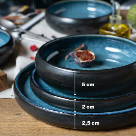 Moritz & Moritz Moritz & Moritz Tafelservice 18-tlg Blau Reaktiv schwarz Обеденный сервиз Moritz & Moritz, 18 предметов, синий реактивный