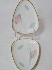 Тарелки сервировочные винтажные Thomas, треугольная форма, 2 шт., фарфор, Германия, 1960-70гг.