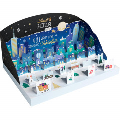 Lindt HELLO 2026 Adventskalender, Lindt Объёмный шоколадный адвент-календарь 2026 HELLO Зимний город, 48см x 37см, 243 г