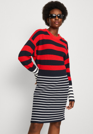 Tommy Hilfiger COLORBLOCK STRIPE DRESS Jumper dress ecru/sky/fireworks ПЛАТЬЕ С ЦВЕТНЫМИ БЛОКАМИ Платье-джемпер экрю/небо/фейерверк