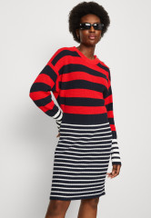 Tommy Hilfiger COLORBLOCK STRIPE DRESS Jumper dress ecru/sky/fireworks ПЛАТЬЕ С ЦВЕТНЫМИ БЛОКАМИ Платье-джемпер экрю/небо/фейерверк