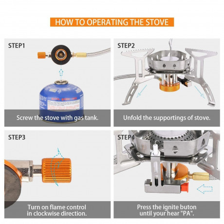 Hikeren Hikeren Gaskocher 3500W Gas Campingkocher mit Piezozundung, Winddichter, Klein Faltbar  Газовая плита Hikeren, газовая походная плита 3500 Вт с пьезоподжигом, ветрозащитная, небольшая складная
