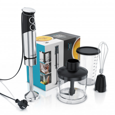 Arendo Arendo Stabmixer, 1500 W, Purierstab Edelstahl Set, stufenlose Geschwindigkeit + Turbotaste  Ручной блендер Arendo, 1500 Вт, набор очищающих стержней из нержавеющей стали, постоянная скорость + кнопка турбо.