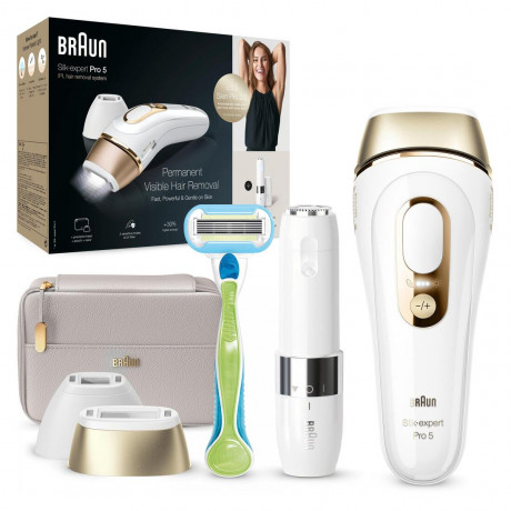 Braun IPL System quot;Silk-expert Pro PL5159 + Mini-Gesichtsrasiererquot; in Rosegold & Weiss Система IPL "Silk-expert Pro PL5159 + Mini Face Shaver" из розового золота и белого