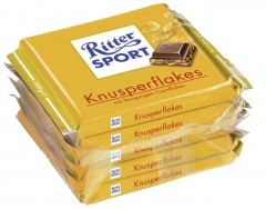 Ritter Sport (Риттер Спорт) Tafelschokolade Knusperflakes Sahneschokolade mit Cornflakes (12 %), Kakao (30 %), Упаковка 16 шт. x 500 г