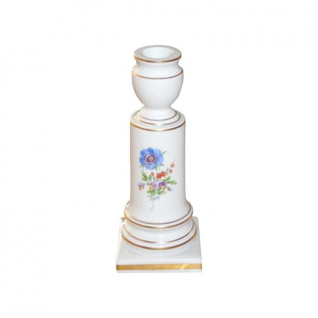 Meissen Meissen 'Neuer Ausschnitt - Blume 3 mitte bunt mit Goldrand' Leuchter 16 cm Meissen "New Cut - 3 цветка посередине с золотым краем" подсвечник 16 см