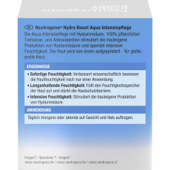 Neutrogena Hydro Boost Aqua Intensivpflege, 50 ml, Neutrogena Hydro Boost Aqua Интенсивный увлажняющий крем с гиалуроновой кислотой и трегалозой для сухой кожи, 50 мл