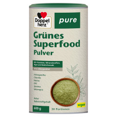 Doppelherz pure Gruenes Superfood Pulver, Pulver, 600 g, Порошковый комплекс витаминов, минералов, растительных экстрактов и водорослей для дополнения рациона и поддержки иммунитета, 600 г, 30 порций