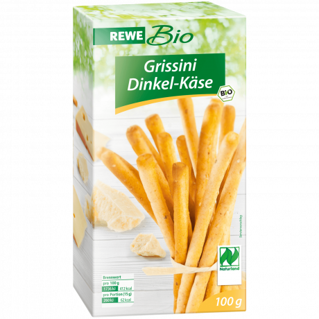 REWE Bio Grissini Dinkel-Kase Хлебные палочки с сыром 100г