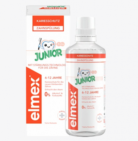 elmex Mundspulung Kariesschutz Junior, 6-12 Jahren 400 ml, Детский ополаскиватель для полости рта от кариеса, 6-12 лет, 400 мл