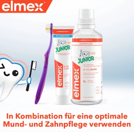 elmex Mundspulung Kariesschutz Junior, 6-12 Jahren 400 ml, Детский ополаскиватель для полости рта от кариеса, 6-12 лет, 400 мл