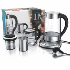 Arendo Arendo Wasserkocher, 1,7 l, 2400 W, Edelstahl mit Teeaufsatz, Teekocher, Temperatureinstellung 70 100° C  Чайник Arendo, 1,7 л, 2400 Вт, нержавеющая сталь с насадкой для чая, заварник, регулировка температуры 70 100°С