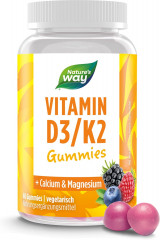 Nature's Way Store Vitamin D3 K2 Gummies 60st, Жевательные витамины D3 + K2 для детей и взрослых со вкусом лесных ягод, 60шт 