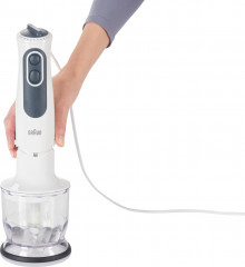 Braun Braun Stabmixer MQ 3135 WH Sauce MultiQuick 3, 750 W, mit Schneebesen, 500 ml Zerkleinerer und 600 ml Mixbecher  Ручной блендер Braun MQ 3135 WH Sauce MultiQuick 3, 750 Вт, с венчиком, измельчителем на 500 мл и чашей для смешивания на 600 мл.
