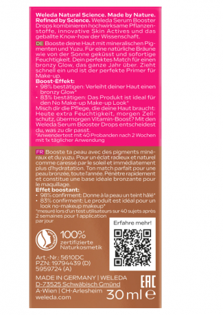 WELEDA Sunkissed Bronzing Serum Drops Сыворотка-бронзер придает коже естественный загар  без отдушек с экстрактом юдзу и алоэ вера, 30мл