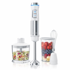 Arendo Arendo Stabmixer, 1200 W, Set, Edelstahl, Purierstab, stufenlos, inkl. 800 ml Messbecher silber/schwarz Ручной блендер Arendo, 1200 Вт, набор, нержавеющая сталь, стержень для пюре, бесступенчатый, включая мерный стакан 800 мл